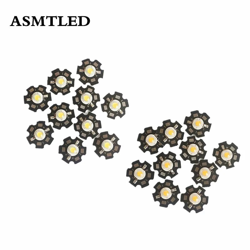 10pcs/lot LED Chip Light With PCB Star 1W 3W High Power White Warm White LED Emitter Chip +20mm Aluminum Star Base PCB LED Beads