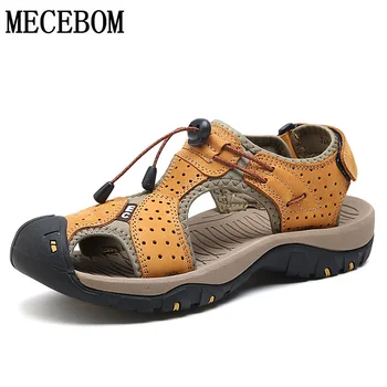 

Summer Men Sandals Brand Men's Leather Shoes Beach Sandals for Male Adult Fashion Men Casual Shoes Big size 39-46 7236m