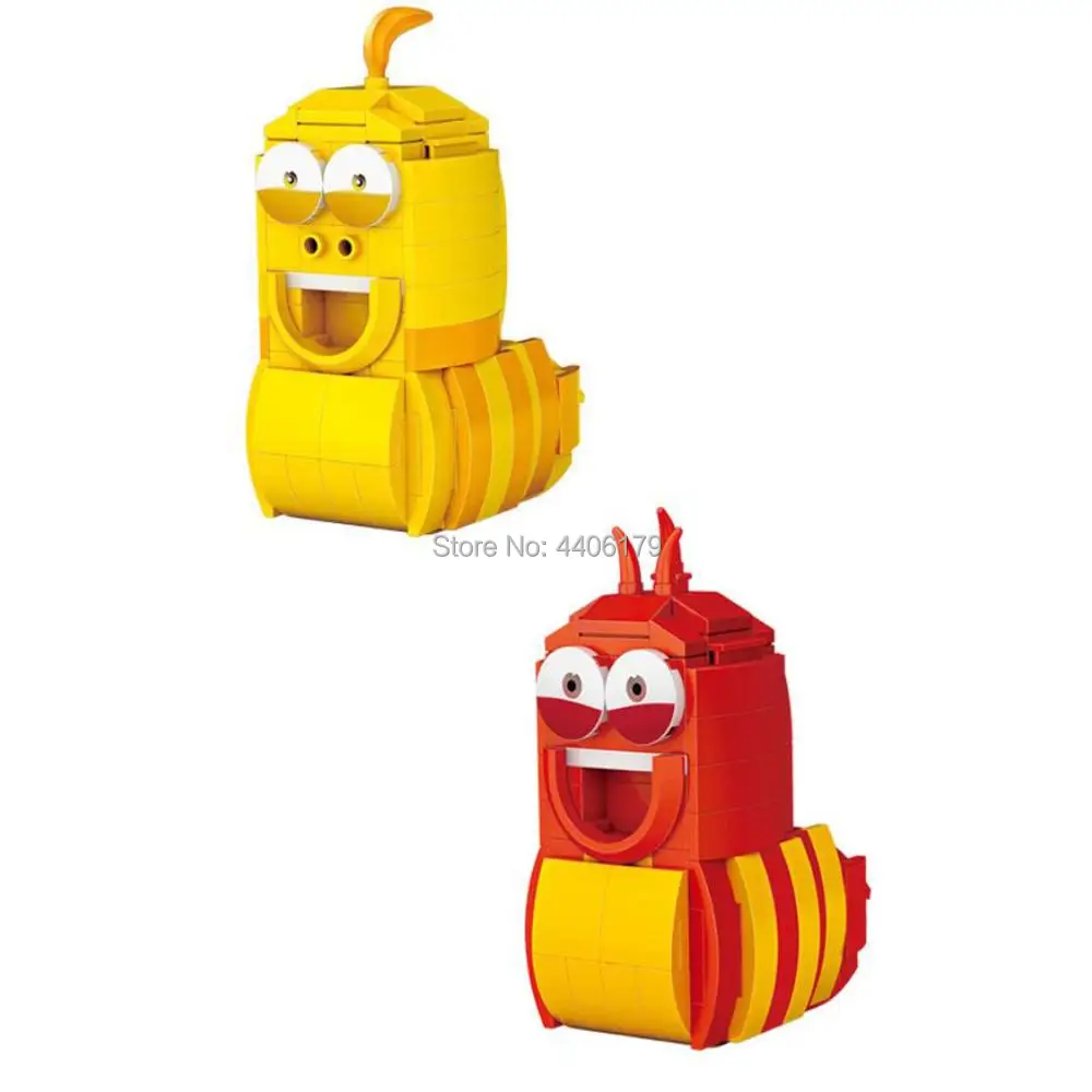

hot LegoINGlys creators Korean anime Funny Yellow Red Larva micro diamond building blocks Worm model nanoblock brciks toys gift