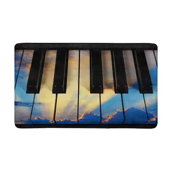 

Musical Theme Sunset Sky with Clouds on Piano Anti-Slip Door Mat Home Decor Personalized Indoor Entrance Doormat