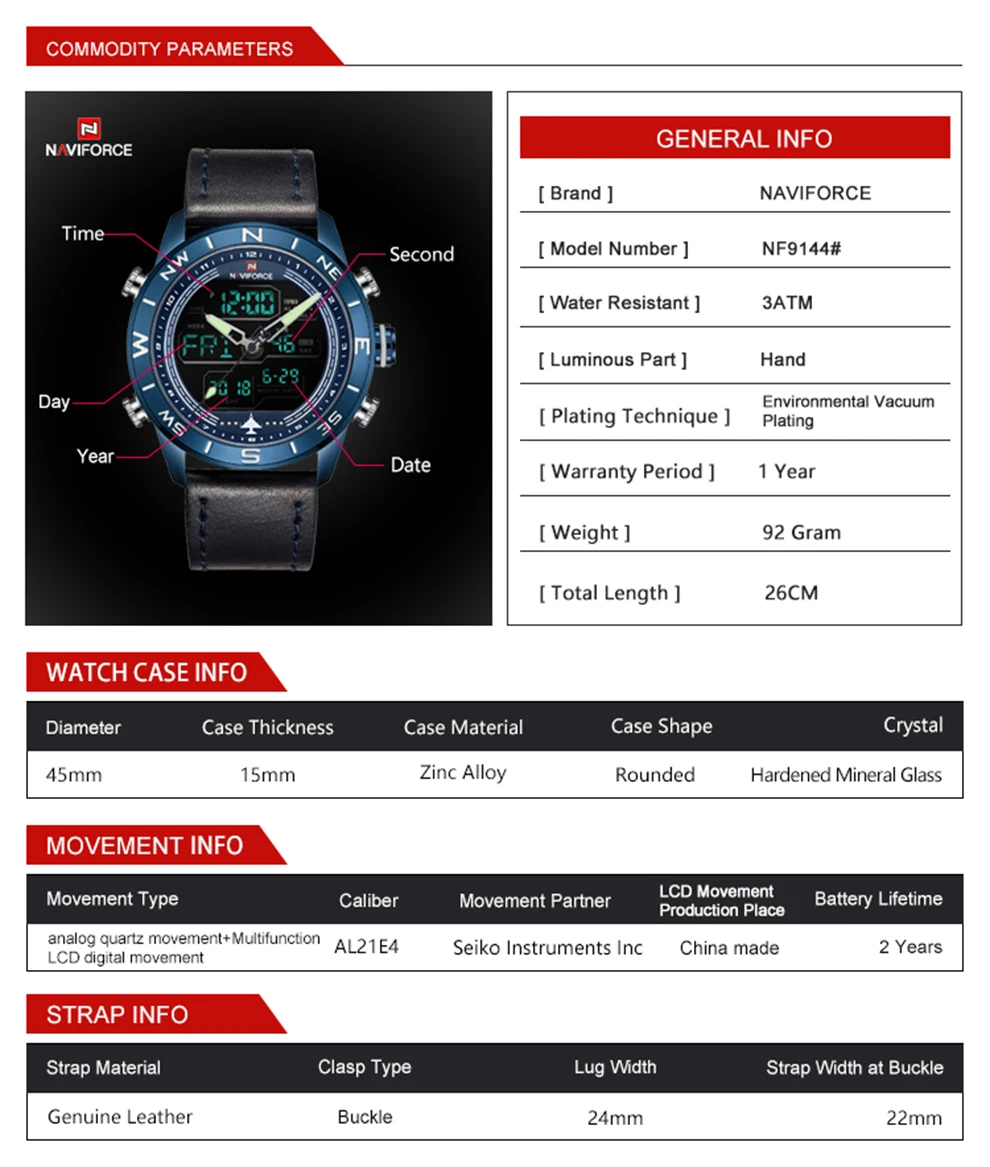 NAVIFORCE 9144 модные золотые мужские спортивные часы мужские s светодиодный аналоговые цифровые часы армейские военные кожаные кварцевые часы Relogio Masculino