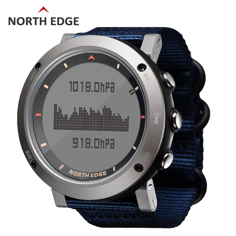 

NORTH EDGE Men Sport Watch Thermometer Altimeter Barometer Compass Pedometer Calorie Nylon Band Watches Digital Running Climbing