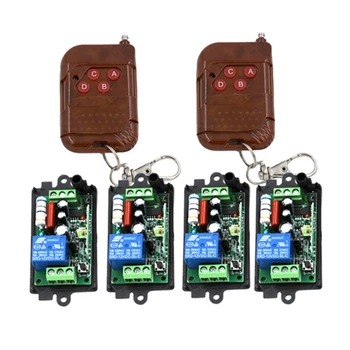 

Home Automation 10A 1CH Gate Garage Door Wireless Remote Switch 220V 110V 4pcs Receiver 2pcs Wooden 4-Button Transmitters 3415