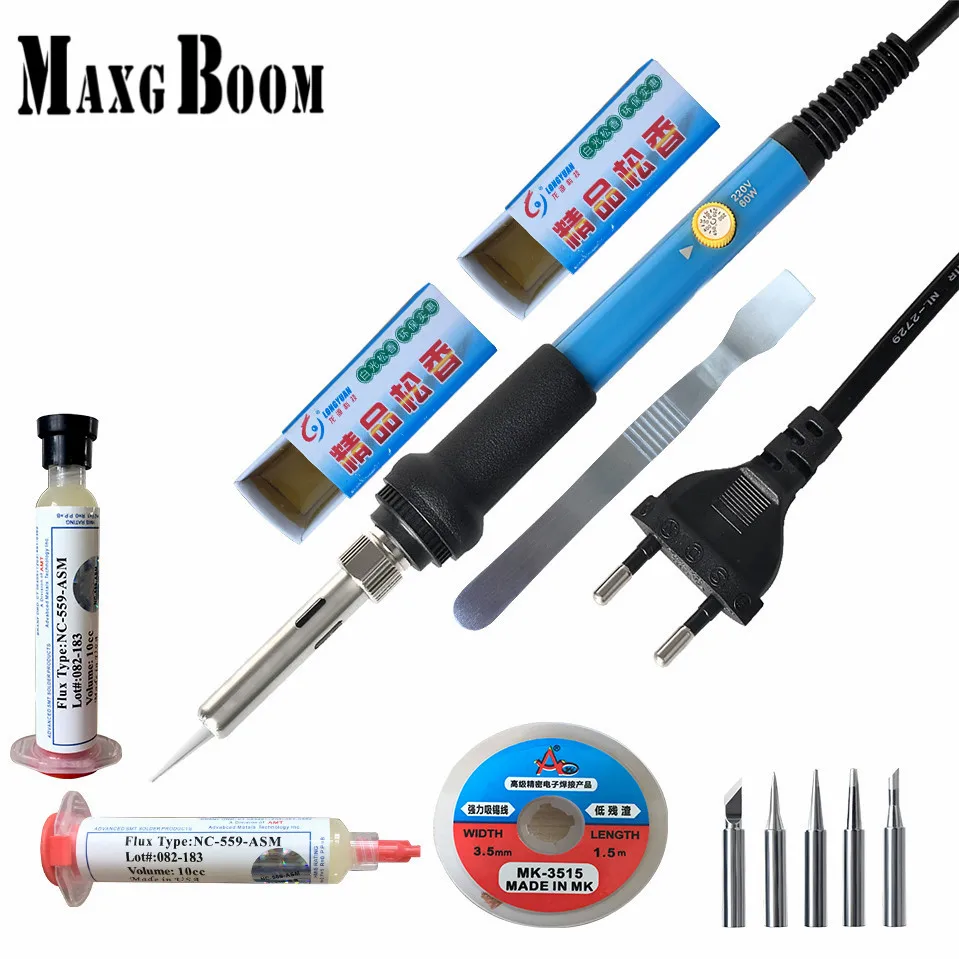 

60W 220V EU / US Electric Adjustable Temperature Welding Solder Soldering Iron Rework Repair Tool With +10cc NC-559-ASM