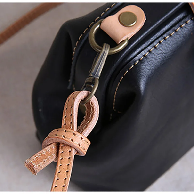 AETOO Leather mini bag, leather mouth gold bag, one-shoulder slant bag, minimalist doctor bag