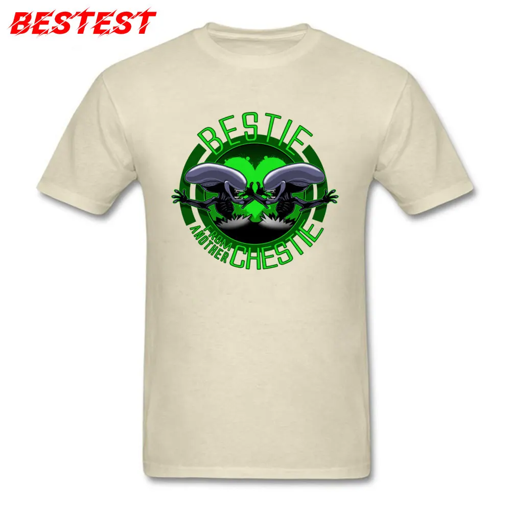 Bestie from another chestie Round Collar T Shirt Autumn Tops T Shirt Short Sleeve Newest 100% Cotton Unique Tshirts Normal Men Bestie from another chestie beige