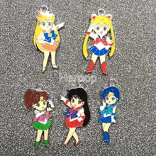 20 шт мультфильм смешанный Аниме Сейлор Мун красивая девушка эмаль Металлические Подвески DIY ювелирных изделий Аксессуары для мобильных телефонов T02