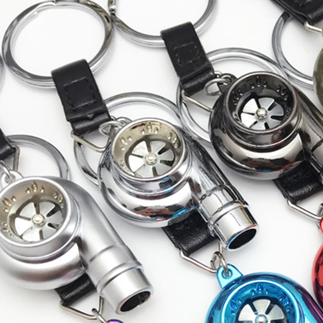 

Dewtreetali Hot Real Whistle Sound Turbo Keychain Sleeve Bearing Spinning Auto Part Model Turbine Turbocharger Key Chain Ring