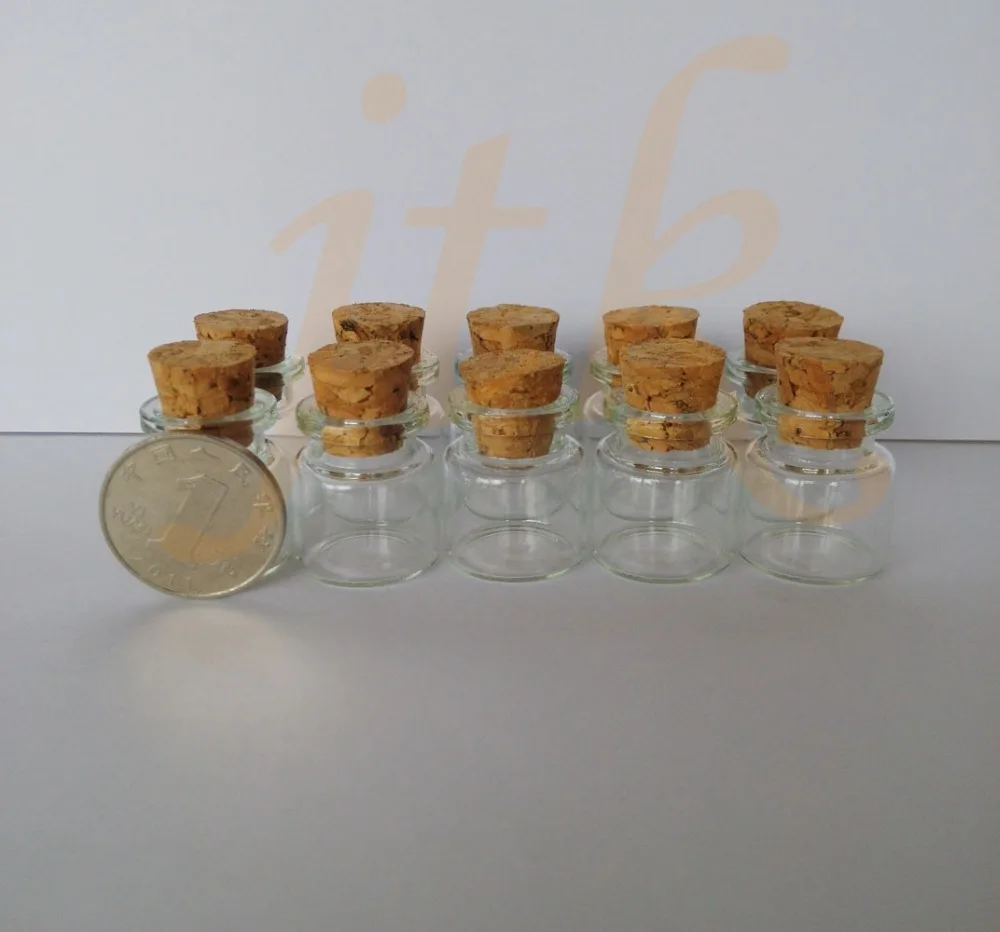 

Wholesale 200pcs 4ml 22*25mm small glass vials with cork tops bottles Little empty jars