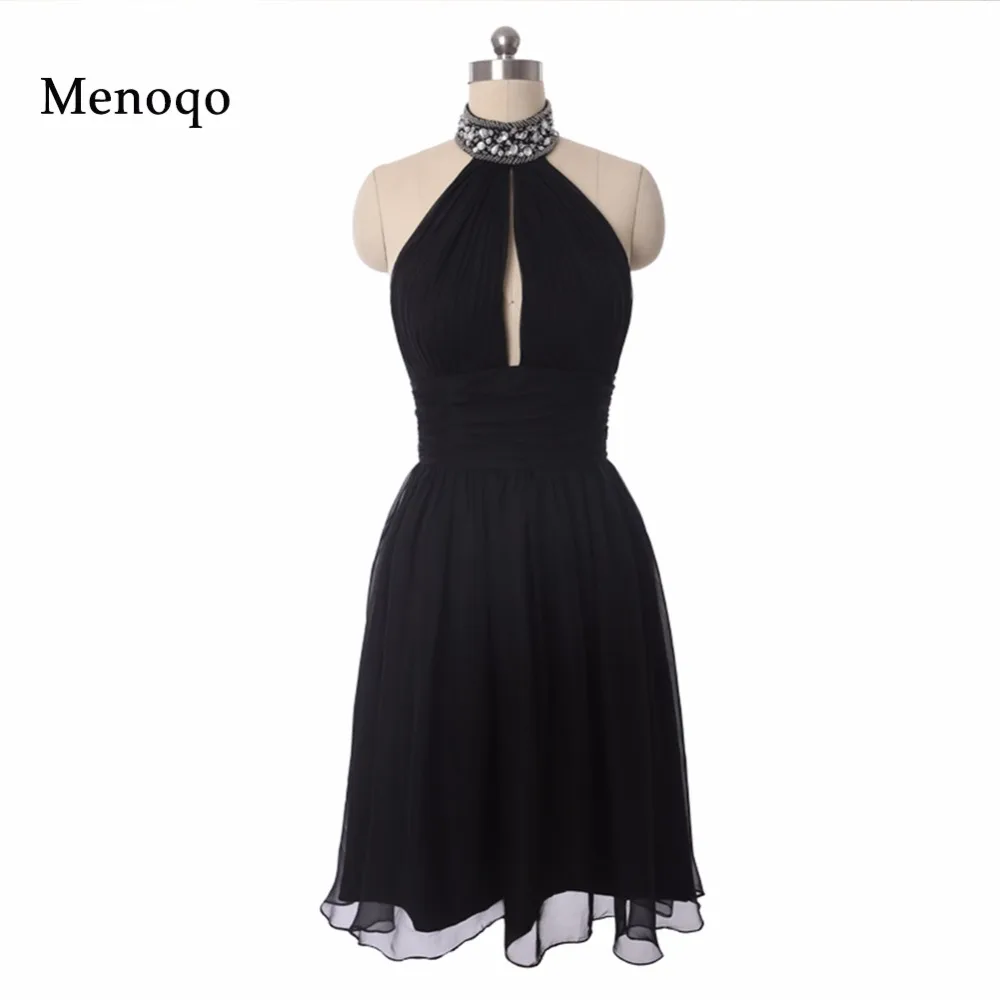 

Real Image Cocktail Dresses Ever Pretty A line Halter neck Beaded Chiffon Short Summer Style Vestido 2019 Cocktail Dresses Black