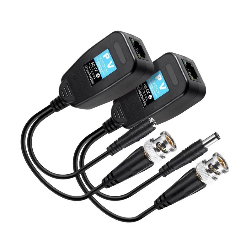  1 Pair HD-CVI/TVI/AHD Passive Video Balun con Connettore di Alimentazione e RJ45 CAT5 Trasmettitore
