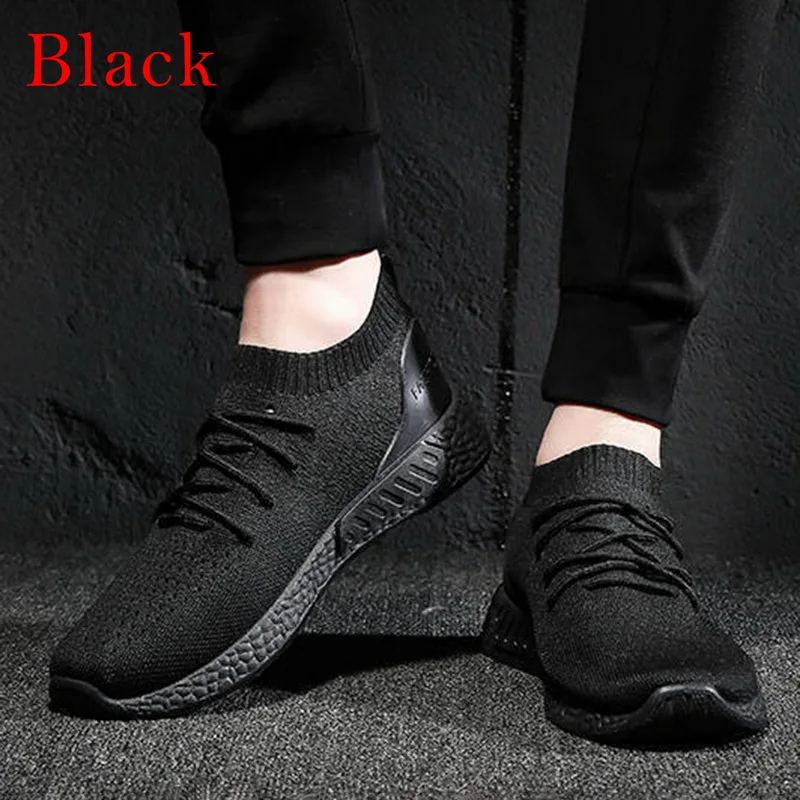 MoneRffi Men Knitting Vulcanize Shoes Sneakers Breathable Casual Male Air Mesh Lace Up Shoes Tenis Spring Adult Trainer - Цвет: 01