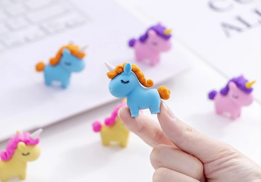 Criativa dos Desenhos Animais de Borracha Artigos de Papelaria para Crianças Lote Animados Bonito Unicórnio Cavalo Borracha Estudantes Belo Presente Apagador 36 pc - 3 36 pc lote Criativa Dos Desenhos Animados