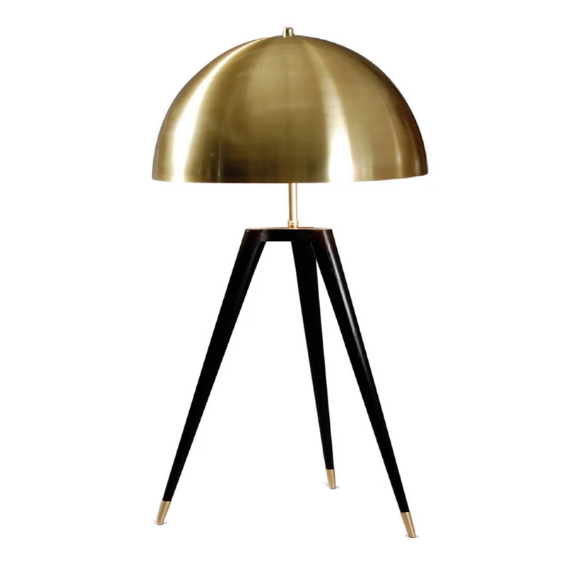 Post Modern Mushroom tripod base desk lamp brass lampshade tablelamp metal body Creative reading table lamp E27 bulb