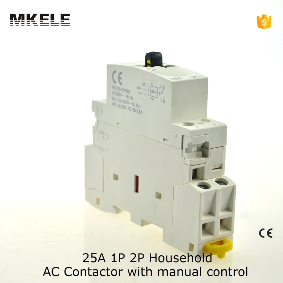 MKWCT 25M 2P 25A 220В/230В 50/60 Гц din рейка AC контактор для дома 2NO с ручным управлением|contactor