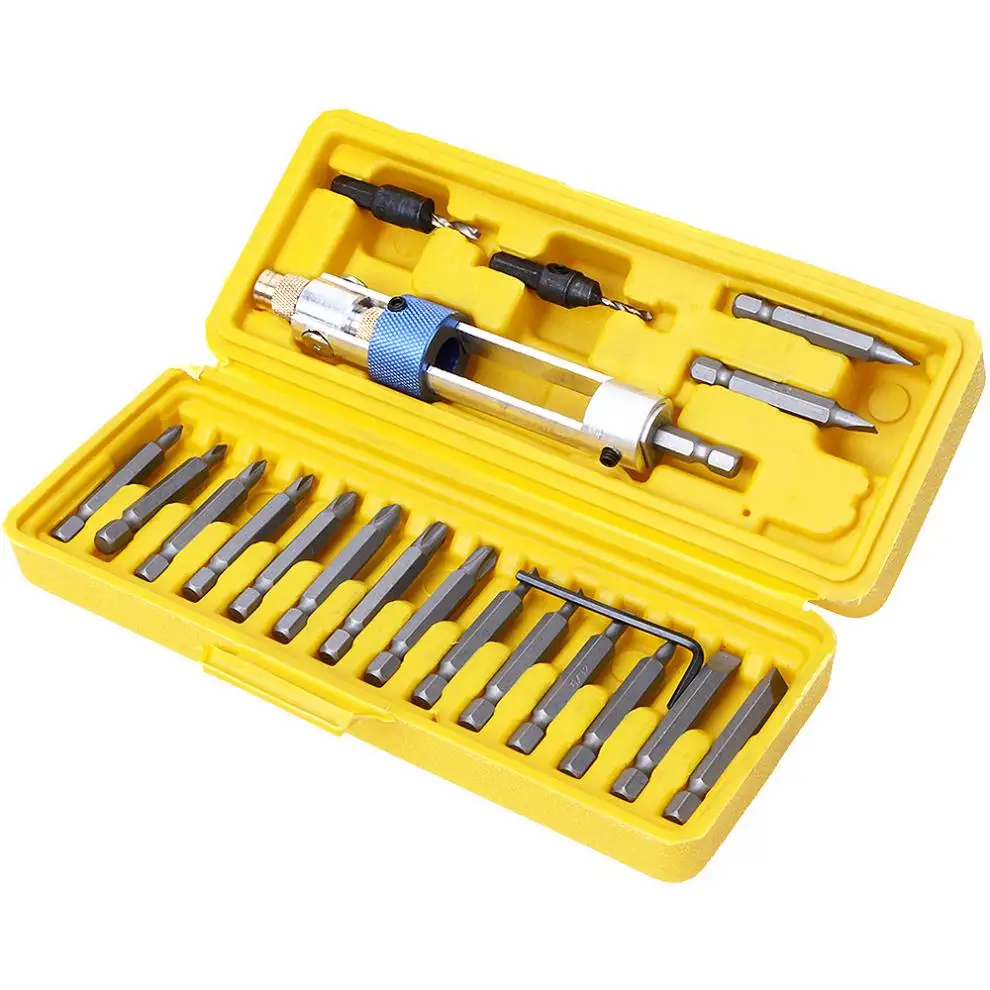 

Sale 20pcs/set Multi-functional High-speed Steel Double Use Hand Screwdriver Head Countersunk Head Drill With Storage Box