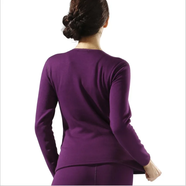 Горячая Распродажа новое термобелье мужские кальсоны мужские осенне-зимние рубашки+ штаны комплект из 2 предметов теплый толстый плюс бархат Размер m-xxxl - Цвет: purple women