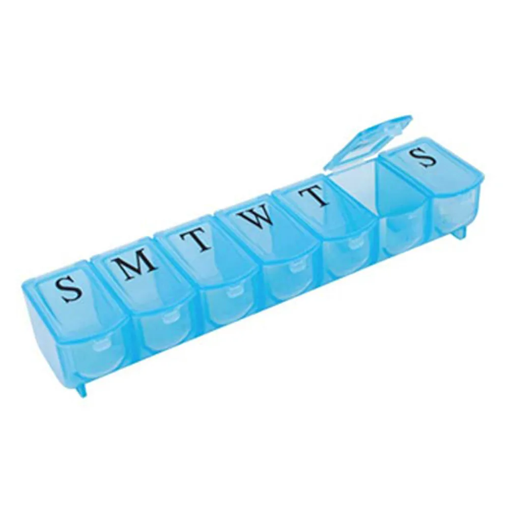 Mini Pill Box 7 Days Slot Weekly Rotating Pills Organizer Plastic
