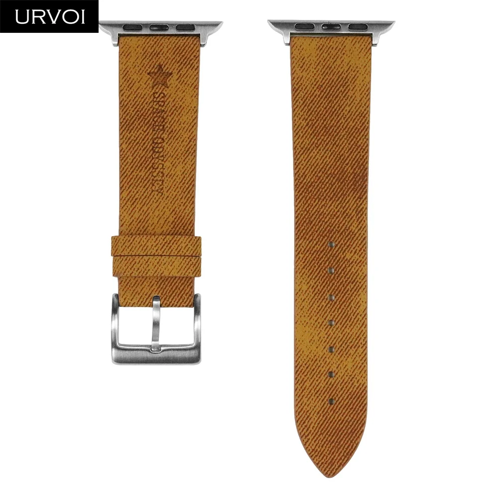 URVOI ремешок для apple watch band series 5 4 3 21 искусственная кожа наручный для iwatch Удобный прочный дизайн с пряжкой 38 42 40 44 мм - Цвет ремешка: Brown