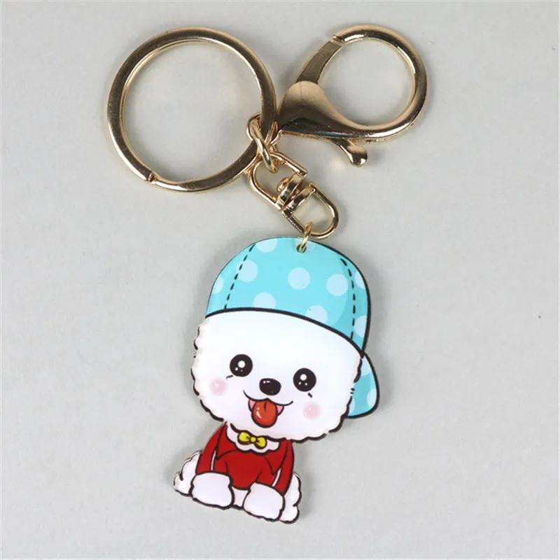 Fashion Jewelry Pet Keychain Photo Cute dog parts glass convex photo keychain acrylic metal chain keychain fashion accessories