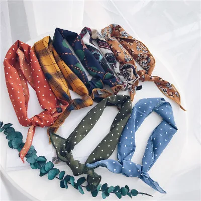 

South Korea silk scarves female small scarf ribbon hair band joker triangle towel square neck scarf scarf tire chic wind