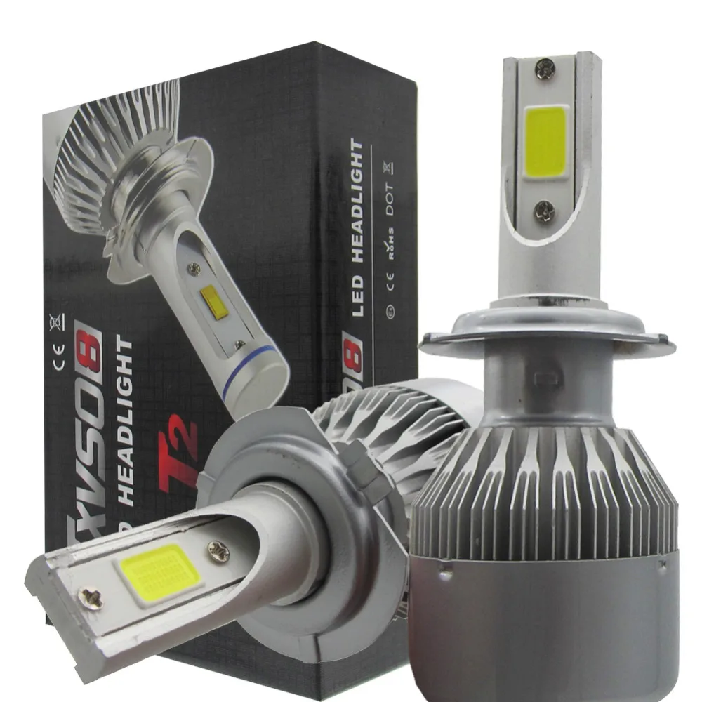 H7 COB Led Car Headlight 6000K 9200LM Car Led Headlamp Bulb Kit 55W ...