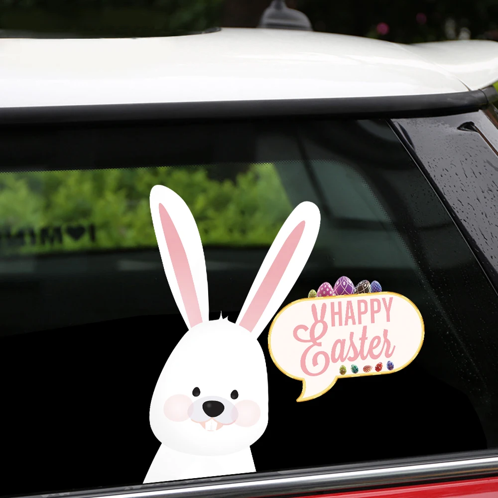 New Removable & Reusable Stickers Car Easter Bunny Home Car Stickers