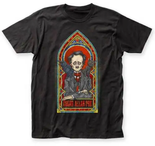 EDGAR ALLAN POE-glass Window-t shirt S-M-L-XL-2XL Фирменная Новинка Официальная футболка хлопковая Футболка лозунги дизайнерские рубашки для м