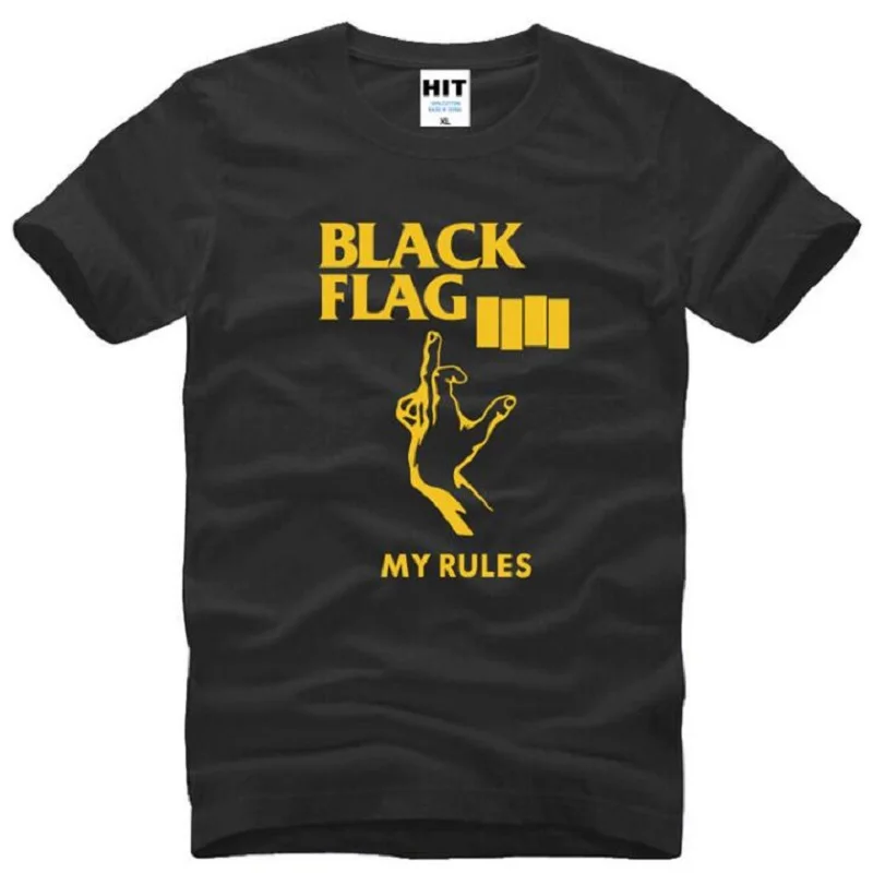 

New Arrival Black Flag My Rules Men's T Shirt Punk Rock Band Black Flag T-shirt Tops Short Sleeve O-neck Cotton T Shirt Men