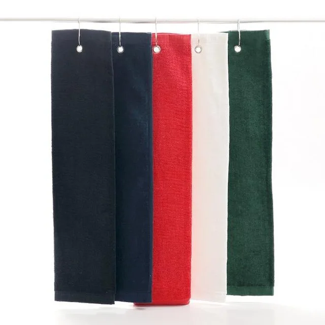 

2017 New Solid Black 40*60cm Golf Towel Cotton Comfortable Sport Hand Towel With Hook Quick Dry Towels