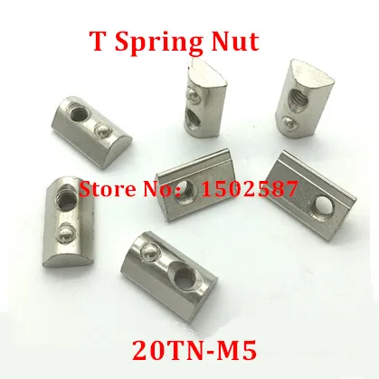 

100pcs M5 T Spring nut 20-M5 Roll in Half Round Elasticity Slot Nuts Groove 6 2020 Aluminum Profile Extrusion Fastener parts