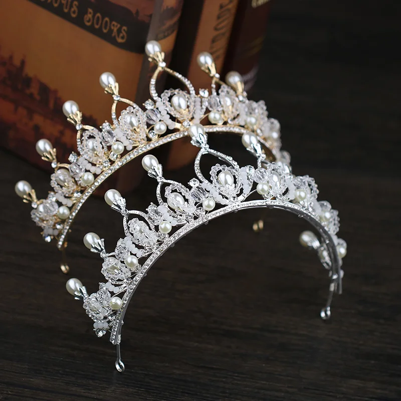 Tiaras Crowns font b Luxury b font Pearl Princess Pageant Engagement font b Wedding b font