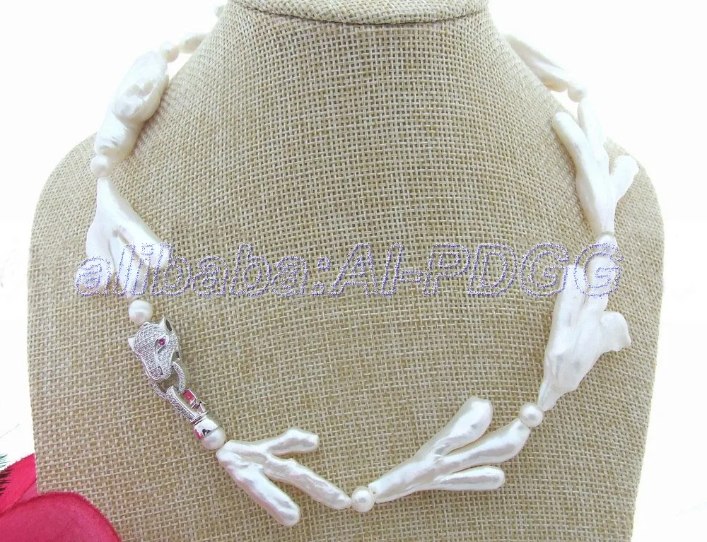 

GG Natural 40mm Pearl&Keshi Pearl&CZ Clasp Necklace