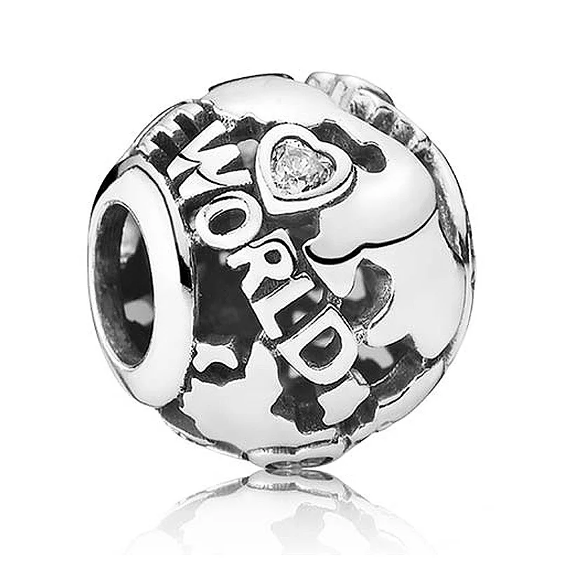 

Authentic 925 Sterling Silver Bead Charm Vintage Openwork All Around The World Beads Fit Pandora Bracelet Diy Jewelry