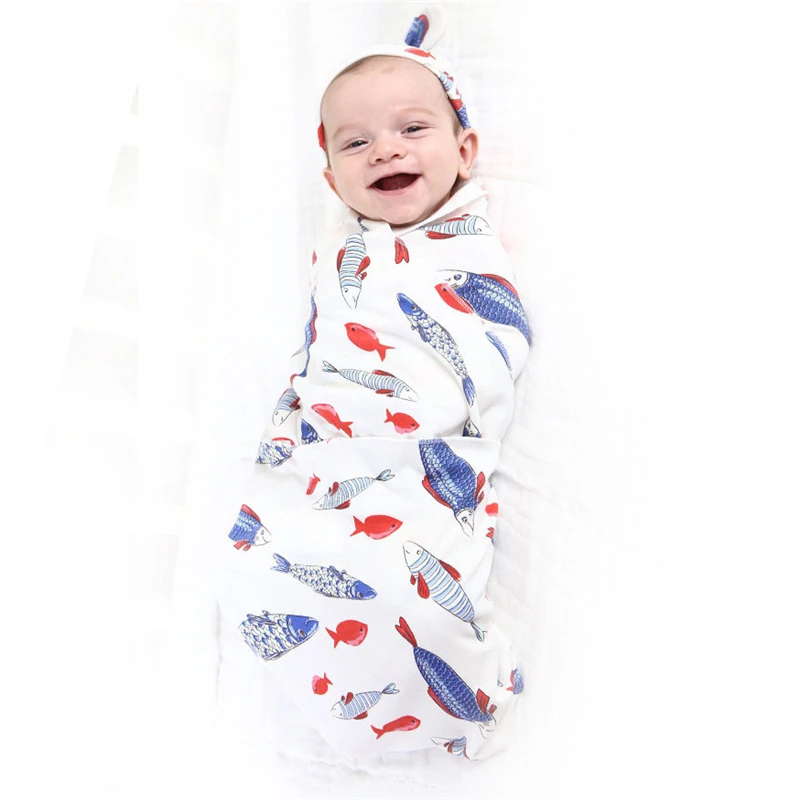 Пеленка+ шапочка для младенцев; рождественское Пеленальное Одеяло для новорожденных; муслиновое полотенце; мягкий хлопковый спальный мешок