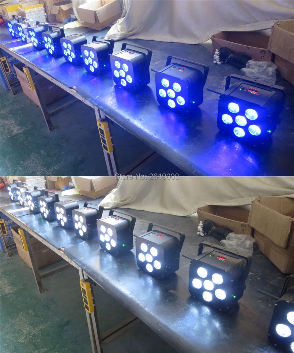 Wi fi sem Fio Alimentado por Bateria Luzes do Partido 8 Pçs e lote 6 Pcs 18 w 6in1 Rgbwa uv ir Bateria Recarregável Ktv Profissional Alimentado 13 Efeito de Iluminação de palco