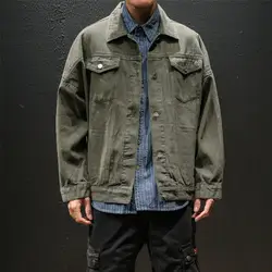 Брендовая Новая мужская джинсовая куртка в японском стиле ретро свободные джинсовые куртки мужские с длинным рукавом однобортные