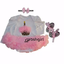 Комплект одежды из 3 предметов для маленьких девочек, леопардовое платье-пачка с длинными рукавами и изображением кекса и Минни, Jumpersuit Bebe, костюмы для вечеринки в честь Дня Рождения, Vestido