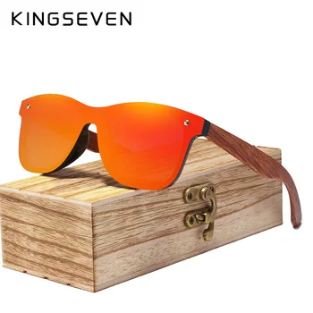 KINGSEVEN Rimless Polarized Wood Sunglasses Men Square Frame UV400 Sun glasses Women Sun glasses Male oculos de sol Feminino 2 item image