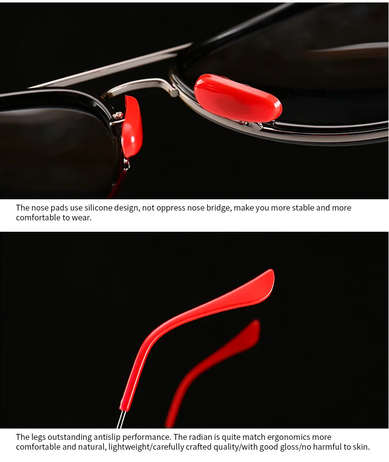 JackJad Modern Vintage Aviation Style Punk Sunglasses Red Nose Pad Men Polarized Brand Design Sun Glasses Oculos De Sol