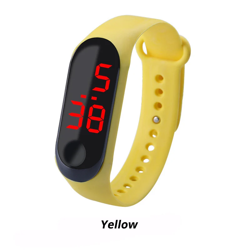Для женщин светодиодный цифровые часы Роскошные красный свет сенсорный экран наручные часы с силиконовым ремешком спортивные Йога браслеты часы Relogio Masculino - Цвет: Цвет: желтый