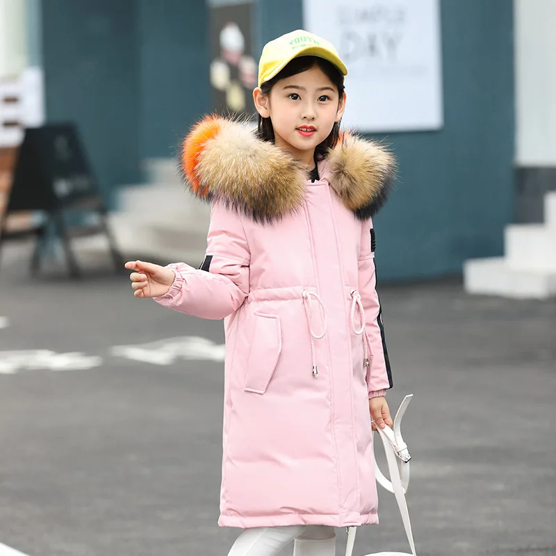 

-30 Degrees Children's Down Jacket for Girl Clothes Winter Boy White Down Feather Coat Thicken Overcoat Outerwear Hooded Parka