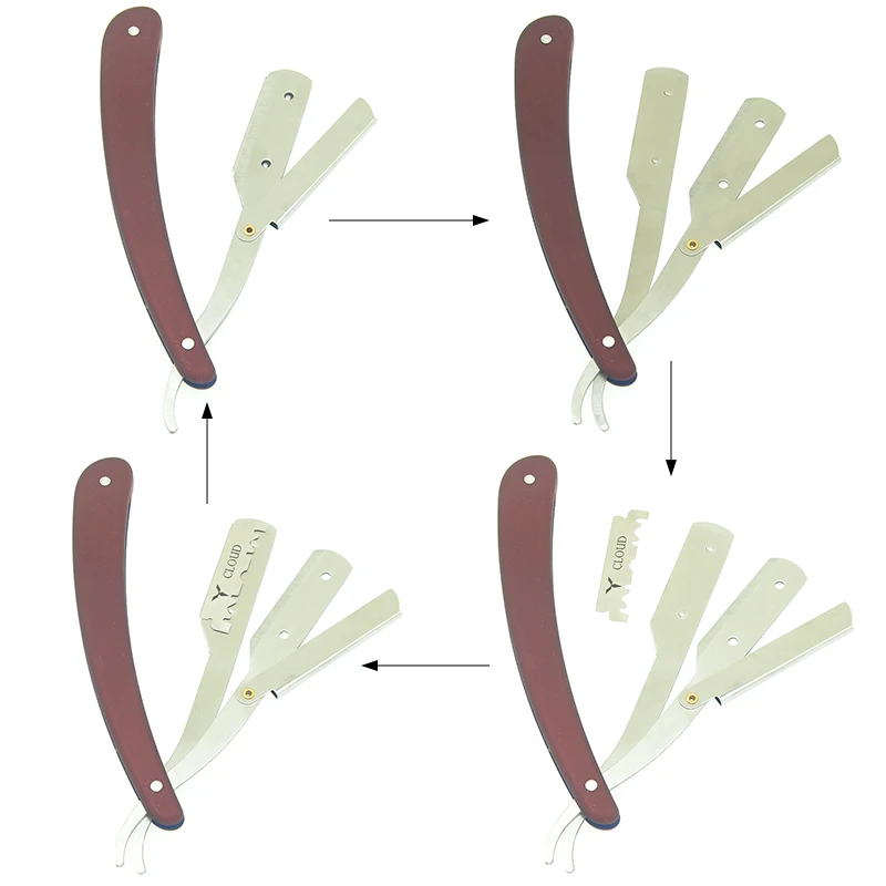 1 шт. Профессиональная ручная бритва с прямым краем из нержавеющей стали, острые бритвы, складные бритвенные бороды с лезвием, 3 цвета, HC0014