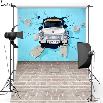 

MEHOFOTO Car Wall Vinyl Photography Background For Children Brick Ground New Fabric Flannel Background For photo studio 1506