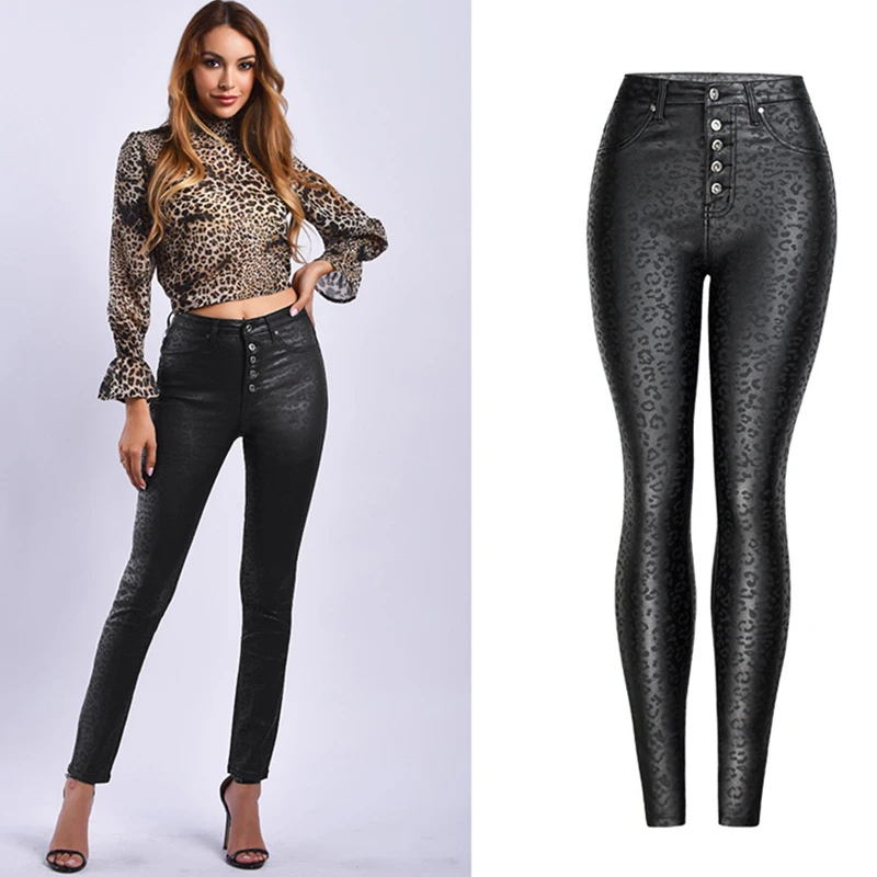 leopard leather pants