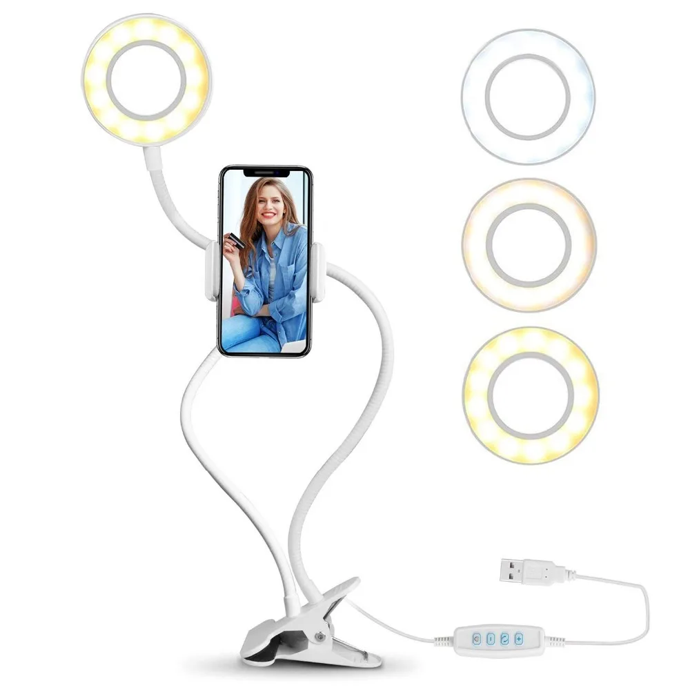 

Small Ring Light Cell Phone Holder Stand Live Stream Makeup Selfie Ring Lighting for Photo Studio Camera Photo