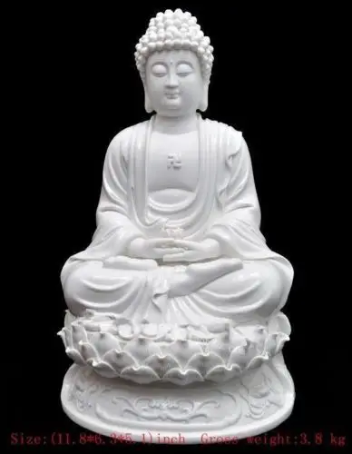 

30 cm */ Elaborate Chinese Dehua white porcelain shakyamuni Buddha statue