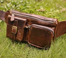 Ретро Масло Воск Натуральной Кожи Многофункциональный Грудь Талия Fanny Pack Телефон Камеры Взял Комплект Ремень Слинг Плеча Сцепления мешок