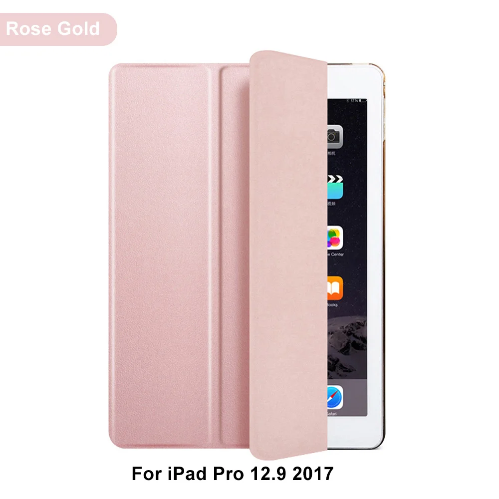 Ultra Slim Смарт чехол для Apple iPad Pro 12.9 12." искусственная кожа Планшеты складной Фолио чехол автовключение/сна - Цвет: rose gold