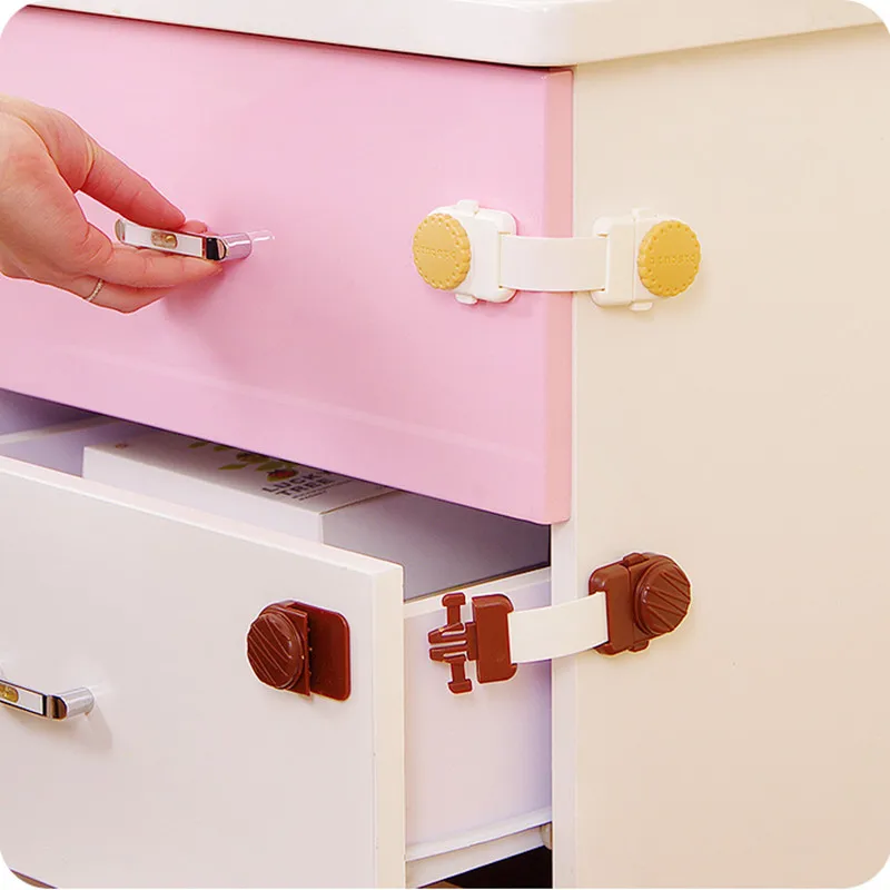 4pcs! Door Cupboard Locks & Straps Toilet Lengthened Plastic